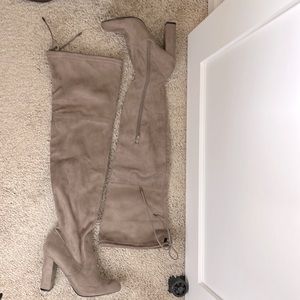 Thigh high suede boots